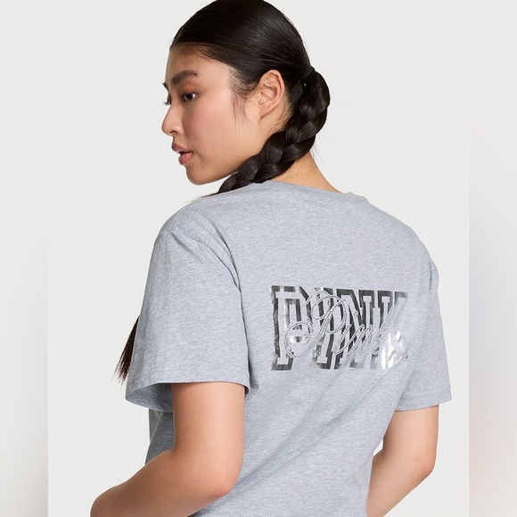 PINK VICTORIAS SECRET LIMITED EDITION CAMPUS COTTON TEE - Picture 2 of 7